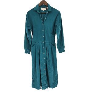 Vintage Alain Toussaint Lightweight Corduroy Cotton Pockets Midi Dress 8